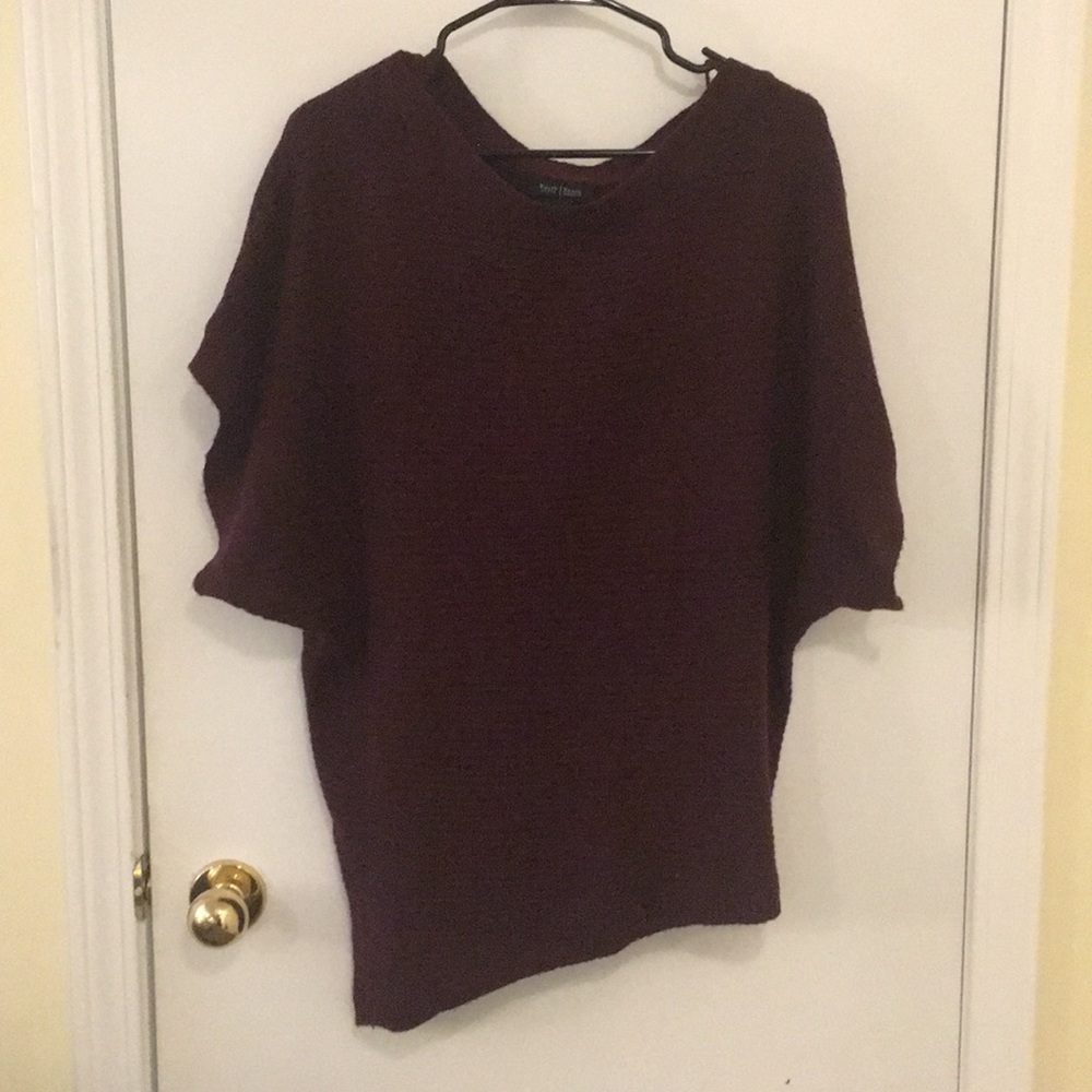 Maroon asymmetrical shimmer Whbm knit tunic NWT